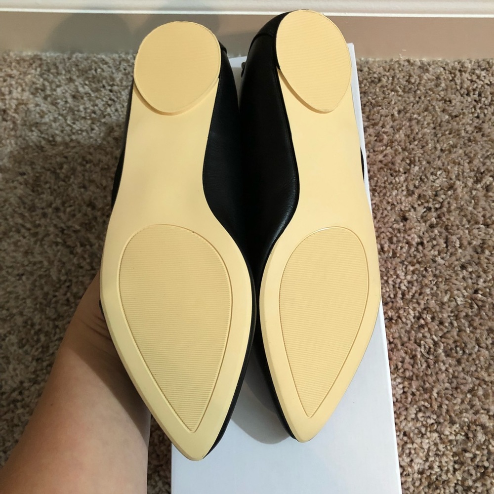 Black Faux Leather and Velvet Flat - Picture 6 of 6